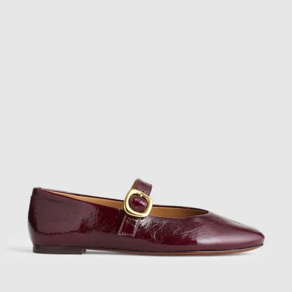 Madewell The Remy Mary Jane Flat in Leather Deep Plum